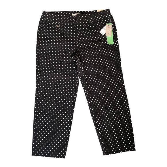 NWT Philosophy Ankle Pants Women's Size PXL Polka Dot Black Pull on Stretch - Picture 1 of 11